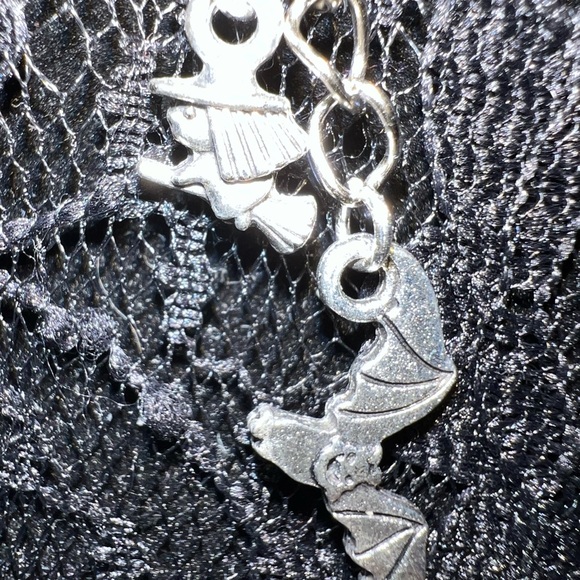 Witch and Cauldron Paranormal Pendant Necklace with Bat Charm - Picture 11 of 13